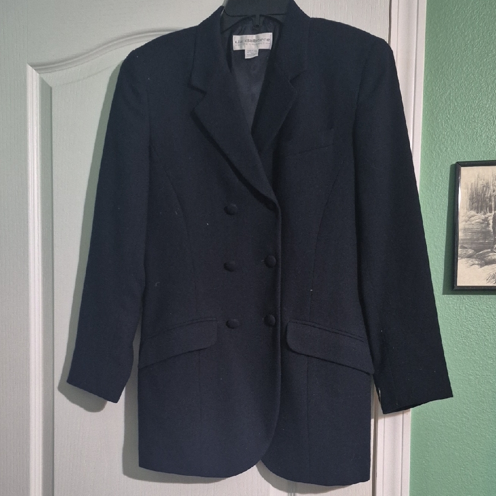 Liz Claiborne Navy Double-Breasted Blazer‎